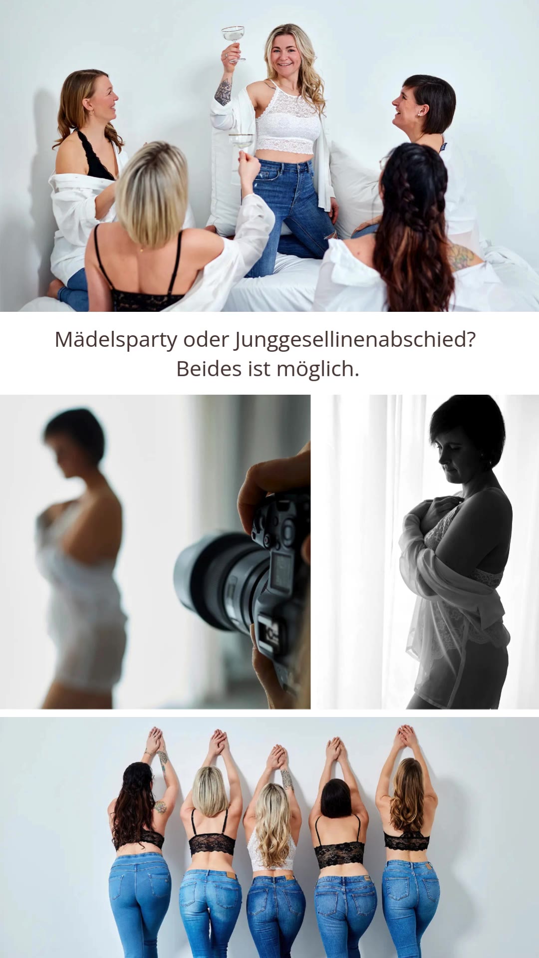 Freundinnen stoßen gemeinsam beim Gruppen-Shooting an